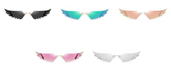 Unisex Rimless 'Angel Demon Wings' Metal Sunglasses