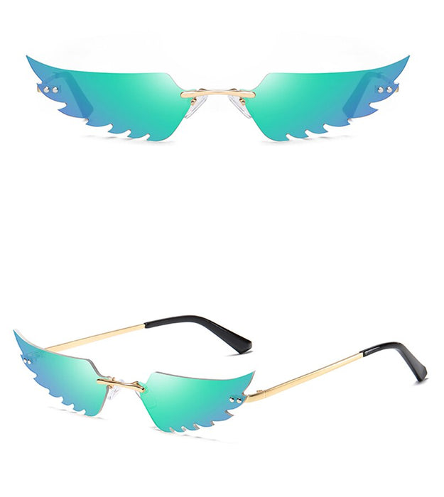 Unisex Rimless 'Angel Demon Wings' Metal Sunglasses