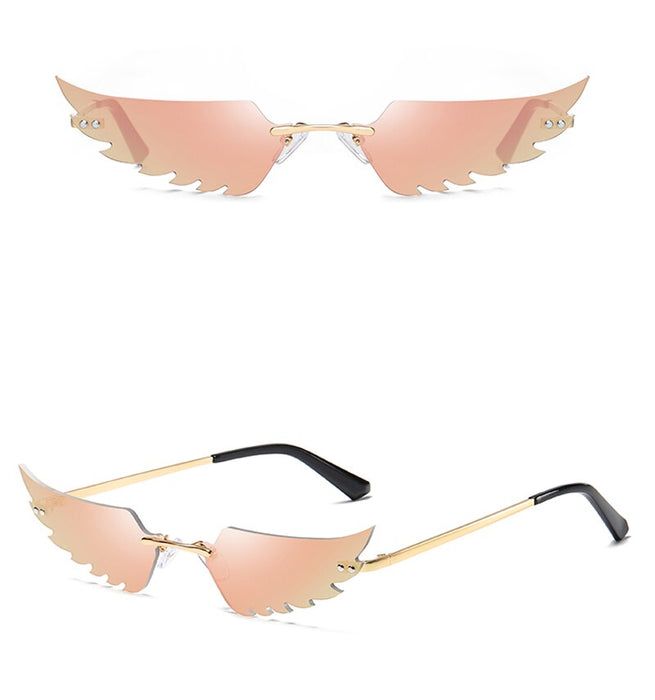 Unisex Rimless 'Angel Demon Wings' Metal Sunglasses