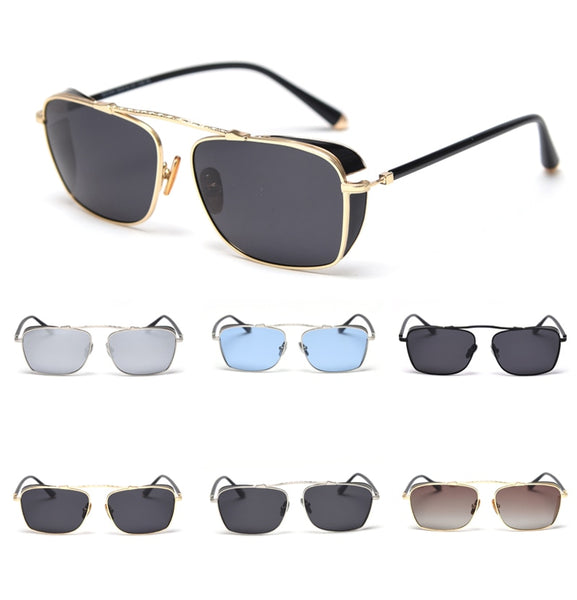 Men's Polarized Square Side Shields 'Rider' Metal Sunglasses