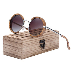 Unisex Retro Round 'Finn Arthur' Wooden Metal Sunglasses