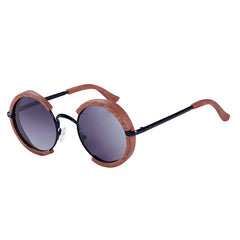 Unisex Retro Round 'Finn Arthur' Wooden Metal Sunglasses