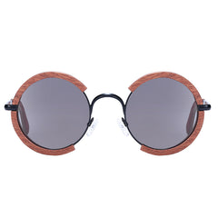 Unisex Retro Round 'Finn Arthur' Wooden Metal Sunglasses