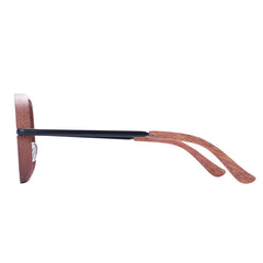 Unisex Retro Round 'Finn Arthur' Wooden Metal Sunglasses