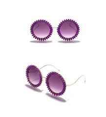 Women's Rhinestone Round 'Rhiana' Metal Sunglasses