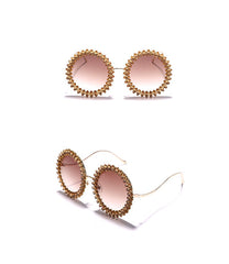 Women's Rhinestone Round 'Rhiana' Metal Sunglasses