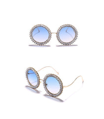 Women's Rhinestone Round 'Rhiana' Metal Sunglasses