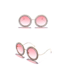 Women's Rhinestone Round 'Rhiana' Metal Sunglasses