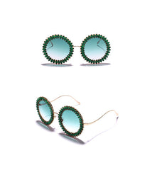 Women's Rhinestone Round 'Rhiana' Metal Sunglasses