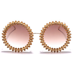 Women's Rhinestone Round 'Rhiana' Metal Sunglasses