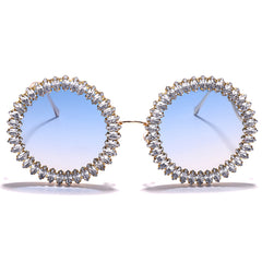 Women's Rhinestone Round 'Rhiana' Metal Sunglasses