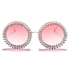 Women's Rhinestone Round 'Rhiana' Metal Sunglasses