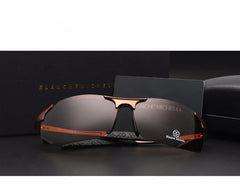 Men's Polarized Sport Rectangular 'Red Line' Metal Sunglasses