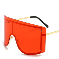 Women's Oversized Rimless Rectangle 'Pellucid' Metal Sunglasses