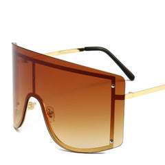 Women's Oversized Rimless Rectangle 'Pellucid' Metal Sunglasses