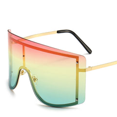 Women's Oversized Rimless Rectangle 'Pellucid' Metal Sunglasses