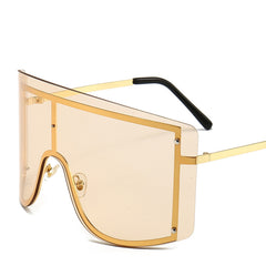 Women's Oversized Rimless Rectangle 'Pellucid' Metal Sunglasses