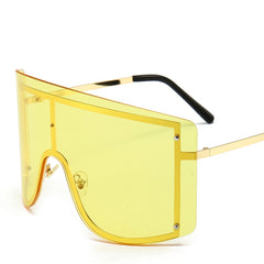 Women's Oversized Rimless Rectangle 'Pellucid' Metal Sunglasses