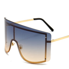 Women's Oversized Rimless Rectangle 'Pellucid' Metal Sunglasses