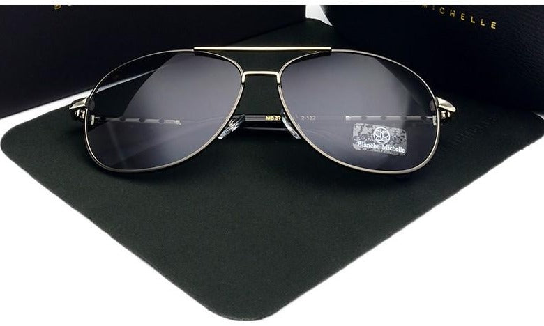 Men's Aviator Polarized 'Stefano' Metal Sunglasses