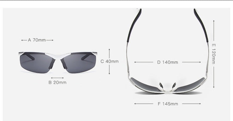 Men's Sport Rimless Rectangle 'Slalom' Metal Sunglasses
