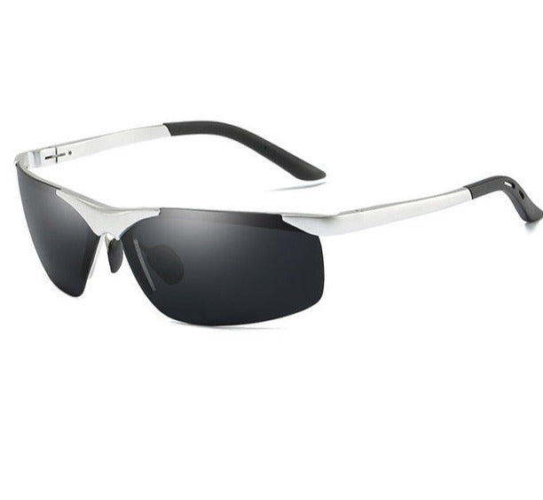 Men's Sport Rimless Rectangle 'Slalom' Metal Sunglasses