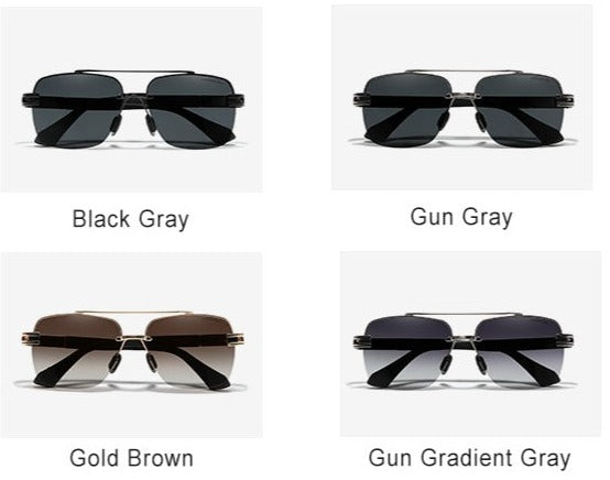 Women's Semi Rimless Square Polarized  'Aileron' Metal Sunglasses