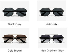 Women's Semi Rimless Square Polarized  'Aileron' Metal Sunglasses