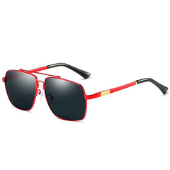 Unisex Polarized Rectangular 'Booze'  Metal Sunglasses