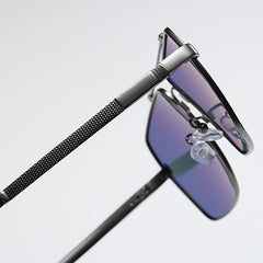 Unisex Polarized Rectangular 'Booze'  Metal Sunglasses