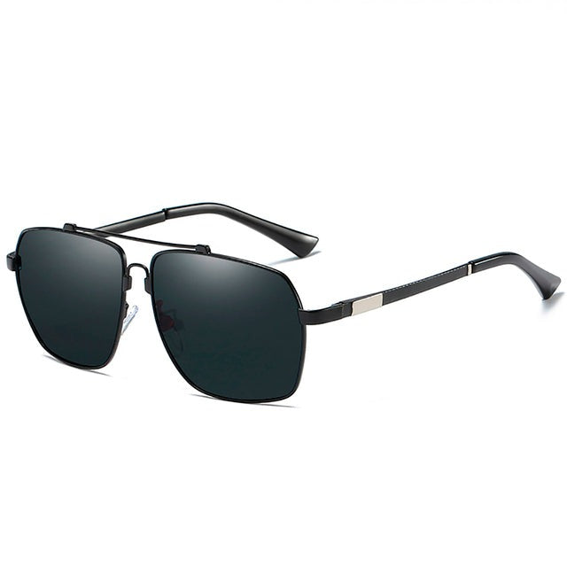 Unisex Polarized Rectangular 'Booze'  Metal Sunglasses