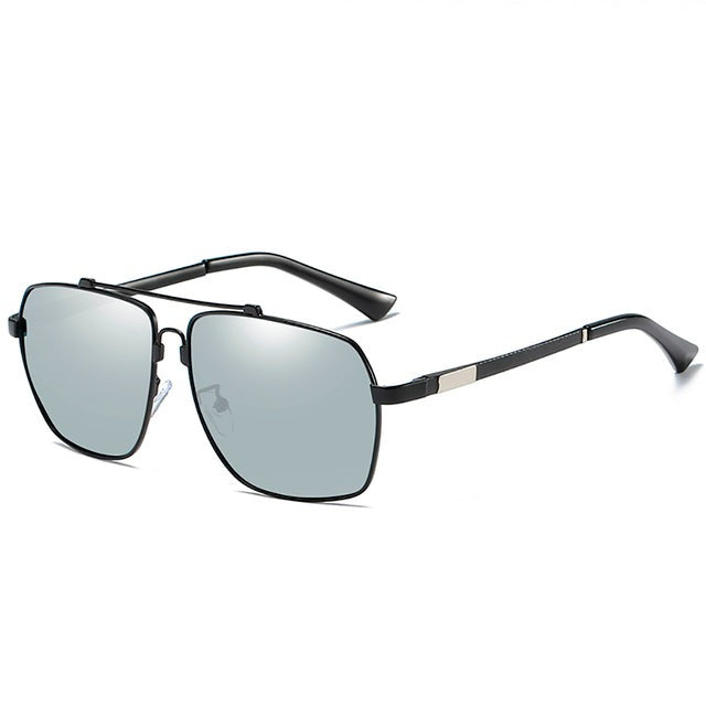Unisex Polarized Rectangular 'Booze'  Metal Sunglasses