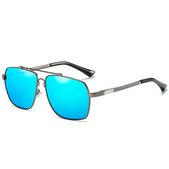 Unisex Polarized Rectangular 'Booze'  Metal Sunglasses