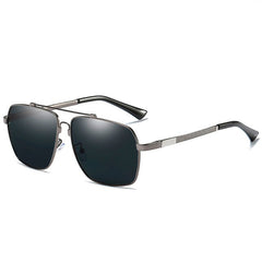 Unisex Polarized Rectangular 'Booze'  Metal Sunglasses