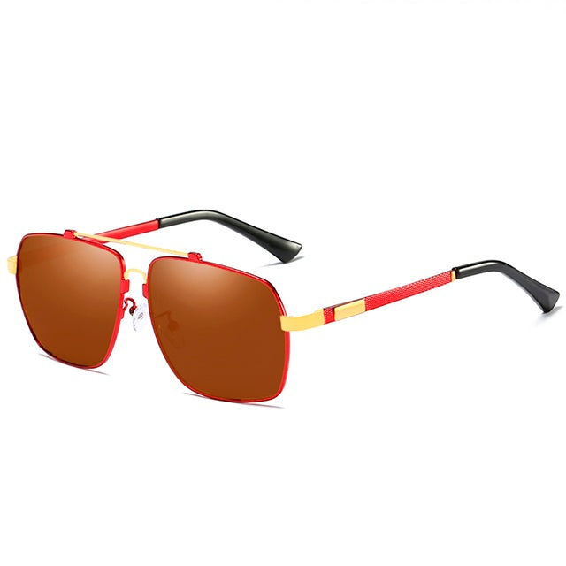 Unisex Polarized Rectangular 'Booze'  Metal Sunglasses