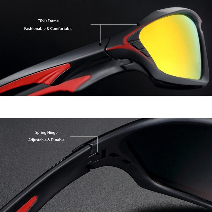 Men's Polarized Sports Rectangular 'Wolf' Metal  Sunglasses