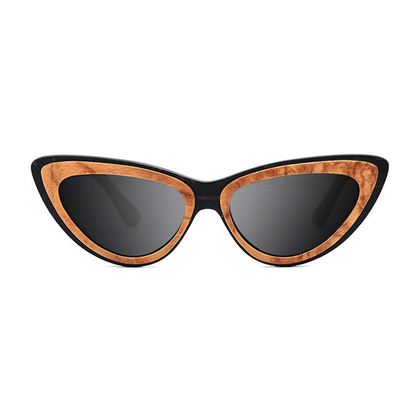 Women's Vintage Cat Eye Polarized 'Jamina' Wooden Sunglasses