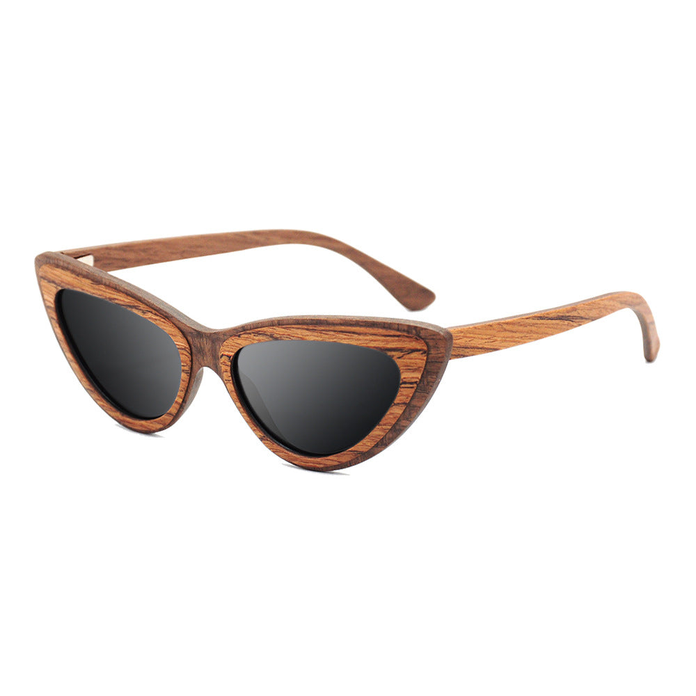 Women's Vintage Cat Eye Polarized 'Jamina' Wooden Sunglasses