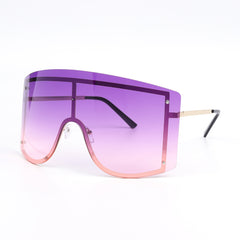 Women's Oversized Rimless Rectangle 'Pellucid' Metal Sunglasses