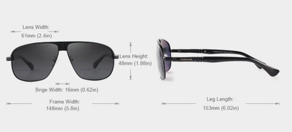 Unisex Polarized Rectangular 'Alyx Slider' Metal Sunglasses