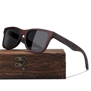 Unisex Natural Square 'Unique' Handmade Wooden Sunglasses