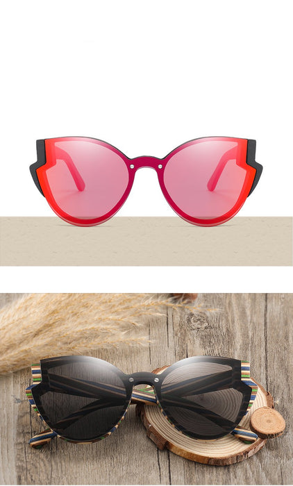 Unisex Polarized Butterfly 'Beauty' Wooden Bamboo Sunglasses