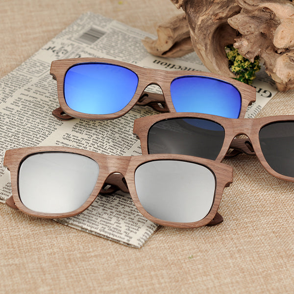 Unisex Square Vintage 'Janette' Wooden Sunglasses