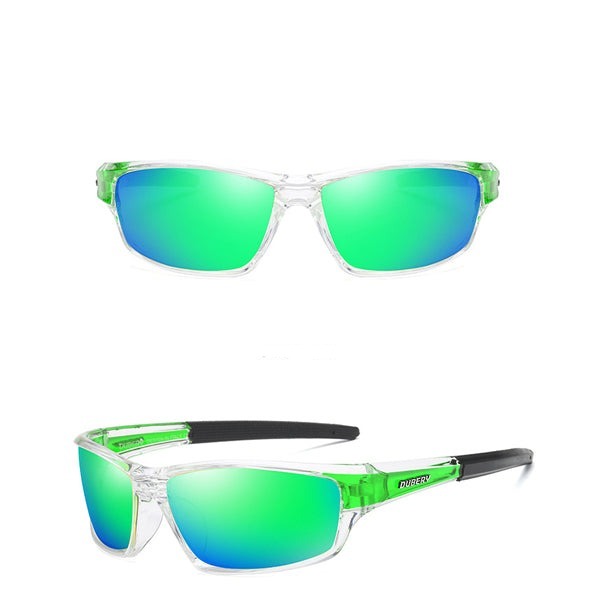 Men's Sporty Rectangular Polarized 'Duvey' Plastic Sunglasses