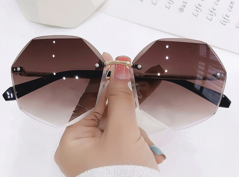 Women's Hexagon Cut-Edge 'Seri' Metal Sunglasses