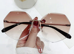 Women's Hexagon Cut-Edge 'Seri' Metal Sunglasses