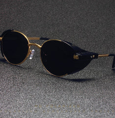 Unisex Classic Round Steel 'Speedy Hog' Metal Sunglasses