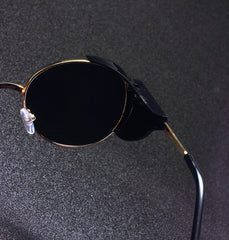 Unisex Classic Round Steel 'Speedy Hog' Metal Sunglasses