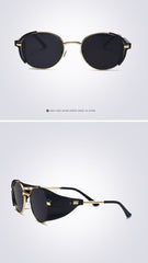 Unisex Classic Round Steel 'Speedy Hog' Metal Sunglasses