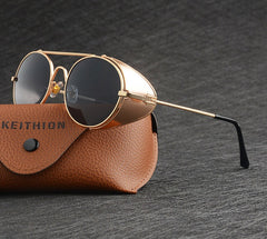 Unisex Round Retro 'Leith' Steampunk Sunglasses